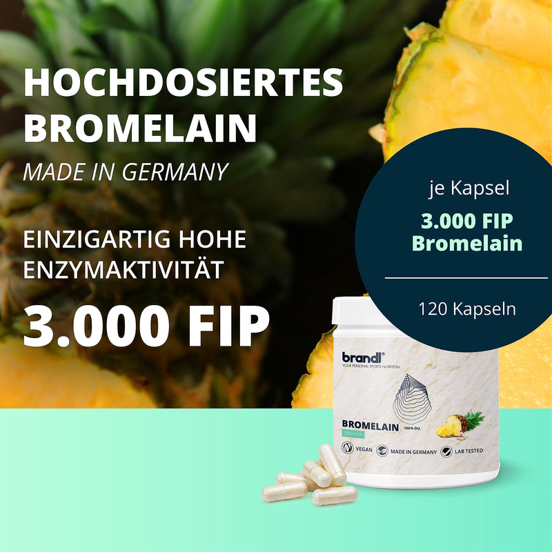 Bromelain High Dose Natural Enzymes From Pineapple By Brandl, 3,000 Fip Per Capsule, Also Ideal For Athletes, Pack Of 60 Bromelain Capsules With 600 Mg Pineapple Enzyme Each - NewNest Australia