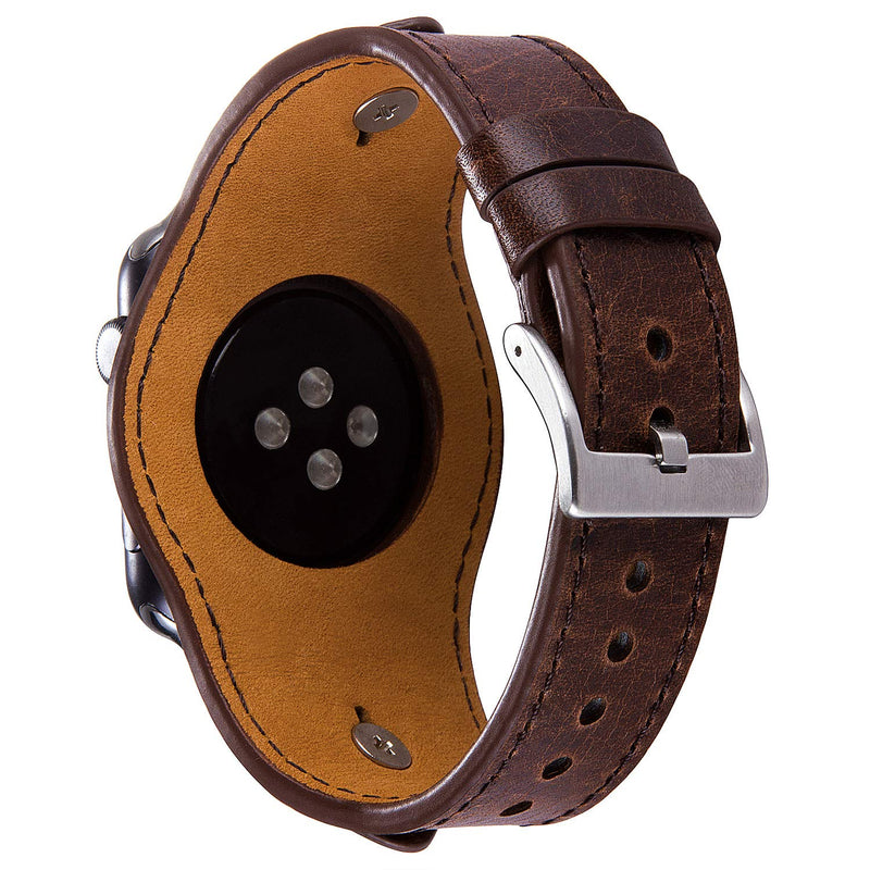 VIQIV Cuff Bracelets Bands For Compatible With Apple Watch 38mm 42mm 41mm 40mm 44mm 45mm Iwatch Series SE 7 6 5 4 3 2 1, Dressy Leather Metal Jewelry Wristband Strap For Women Men Coffee - NewNest Australia