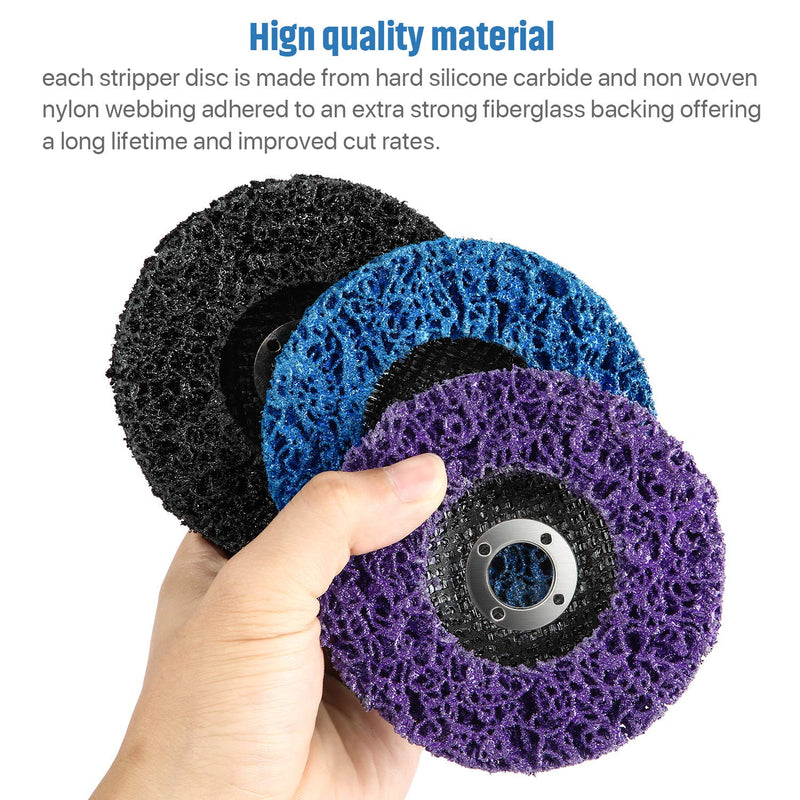 Paint Stripping Disc Wheel 3 Pieces Rust Stripper Strip Discs for 4 x 5/8 Inch Angle Grinder for Wood Metal Fiberglass Products Removing Paint Coating Rust (Blue, Black, Purple) Blue, Black, Purple - NewNest Australia