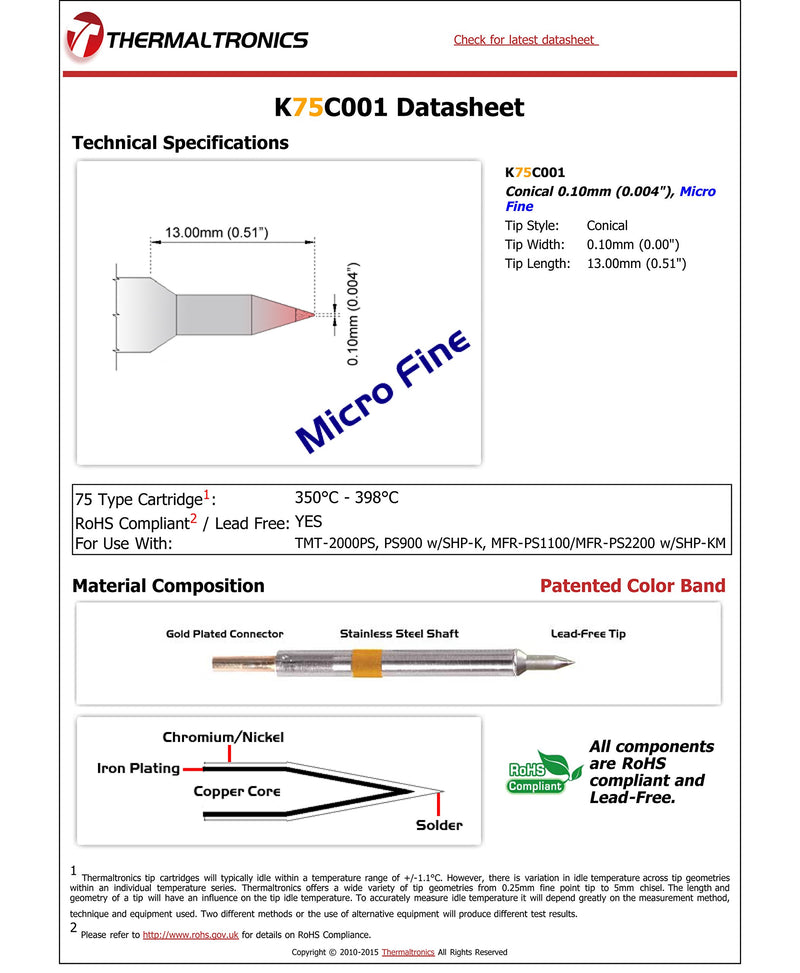 Thermaltronics K75C001 Conical 0.10mm (0.004in), Micro Fine - NewNest Australia