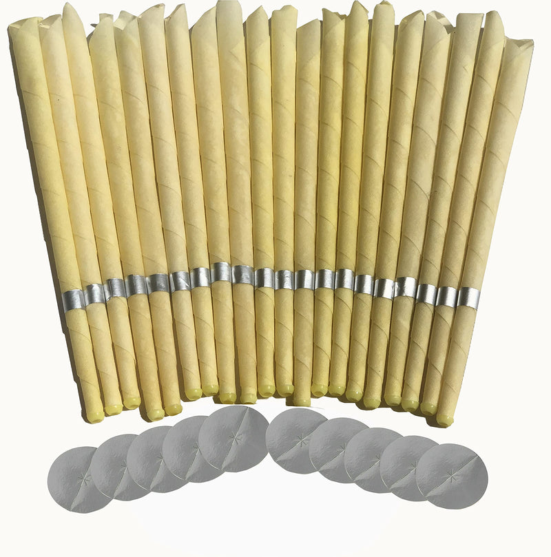 Leikaihua 20 Ear Candles Ear Candles Set With Natural Organic Beeswax (Drip Protection Tray, 10 Pieces) Ear Candles Set For Health Care Clogged Ears (Yellow) - NewNest Australia