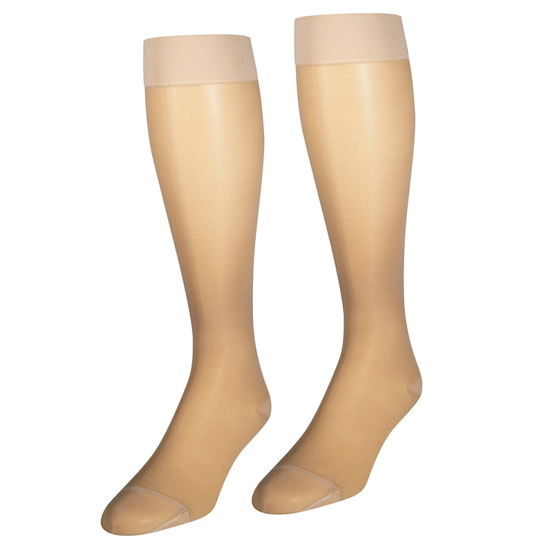 NuVein Sheer Compression Stockings, 15-20 mmHg Support, Women's Medium Denier Nylons, Knee High, Closed Toe, Beige, Small Small (1 Pair) - NewNest Australia
