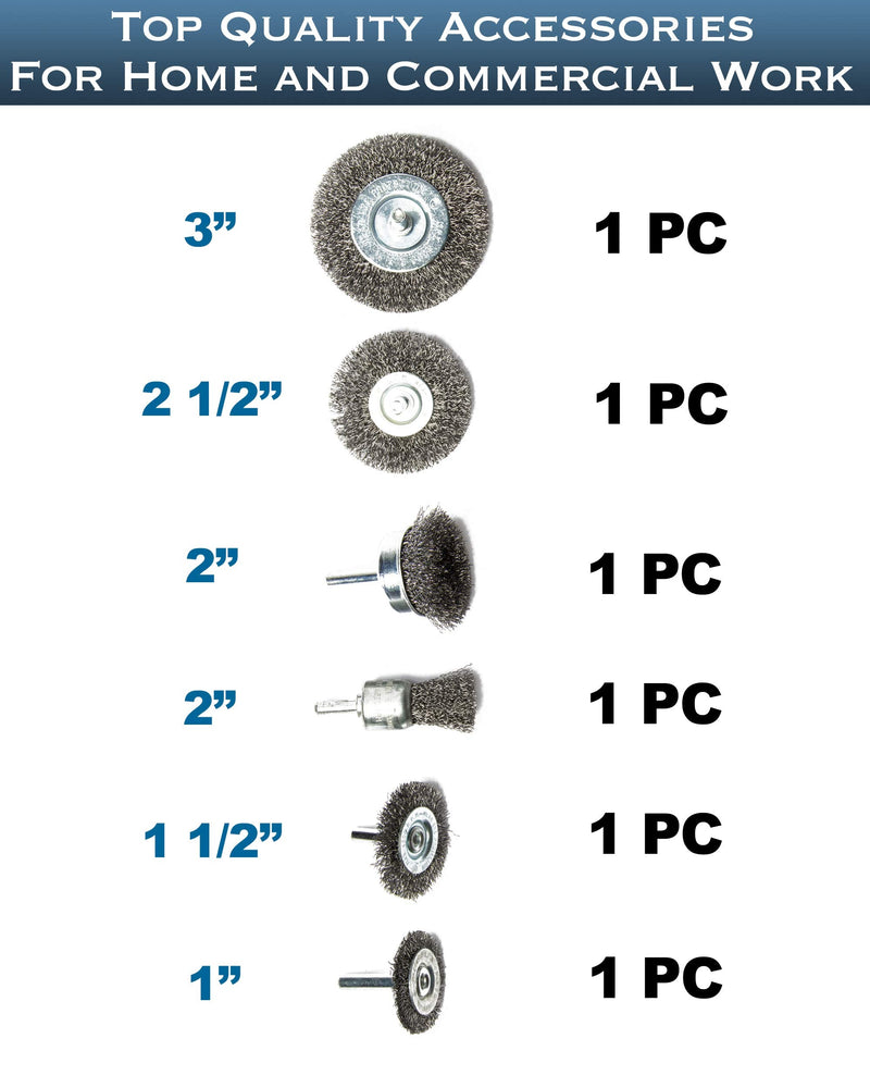 eHomeA2Z Wire Brush For Drill Wheel Steel Cup (6 Pcs) 1/4 Inch Arbor Abrasive For Cleaning Stripping Rotary Metal Hex Shank Attachment For Power Drill Paint Rust Removal - NewNest Australia