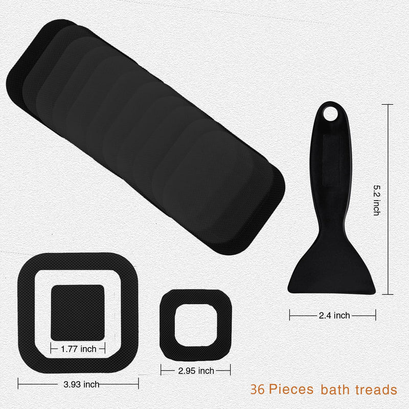 Secopad Non-Slip Bathtub Stickers, 36 PCS Safety Bathroom Tubs Showers Treads Adhesive Decals Scraper Black 12 - NewNest Australia