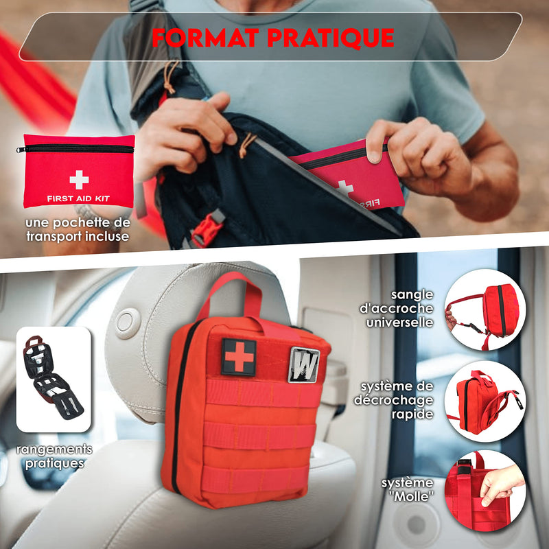 Woncrow First Aid Kit + Mini Travel Pharmacy - Car First Aid Kit, Emergency Equipment, Motorcycle Accessories - Emergency Bag Filled Bicycle First Aid Bag Home Pharmacy Bag Suitcase First Aid Kit Car - NewNest Australia