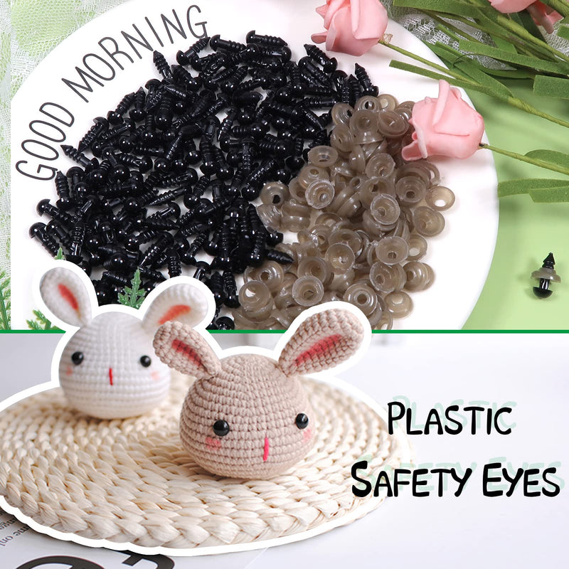 TOAOB 150pcs 6mm Black Plastic Safety Eyes Crafts Safety Eyes with Washers for Stuffed Animals Amigurumis Crochet Bears Doll Making - NewNest Australia