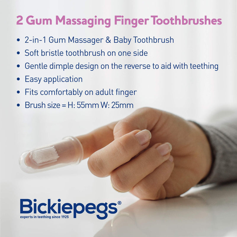 Bickiepegs 2 Gum Massaging Finger Toothbrushes- Finger Toothbrush & Gum Massager - Soft Bristle Baby Toothbrush for Brushing and Teething - First Toothbrush for Babies and Toddlers (Single Pack) - NewNest Australia