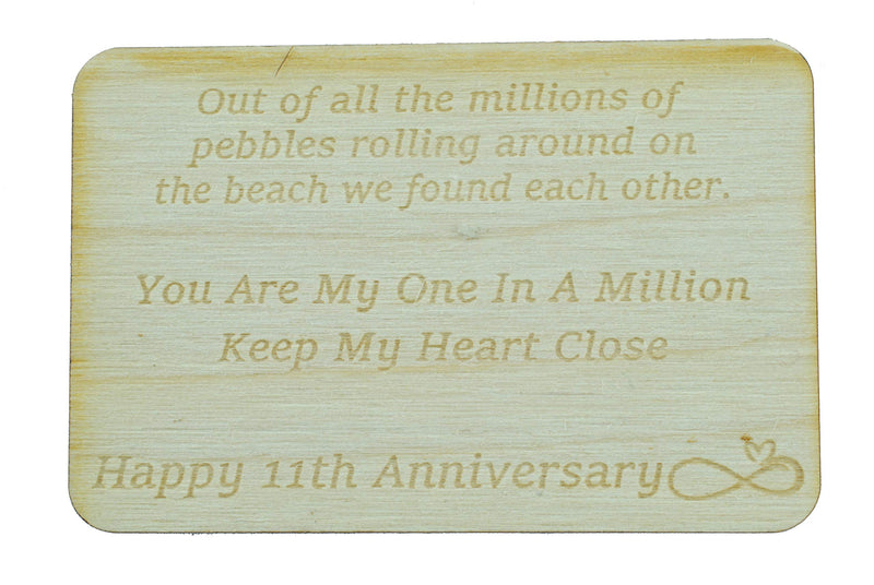 NewNest Australia - 11th Your My One in A Million Gift - 11th Anniversary Metal Heart Pebble Gift -Keep My Heart Close 