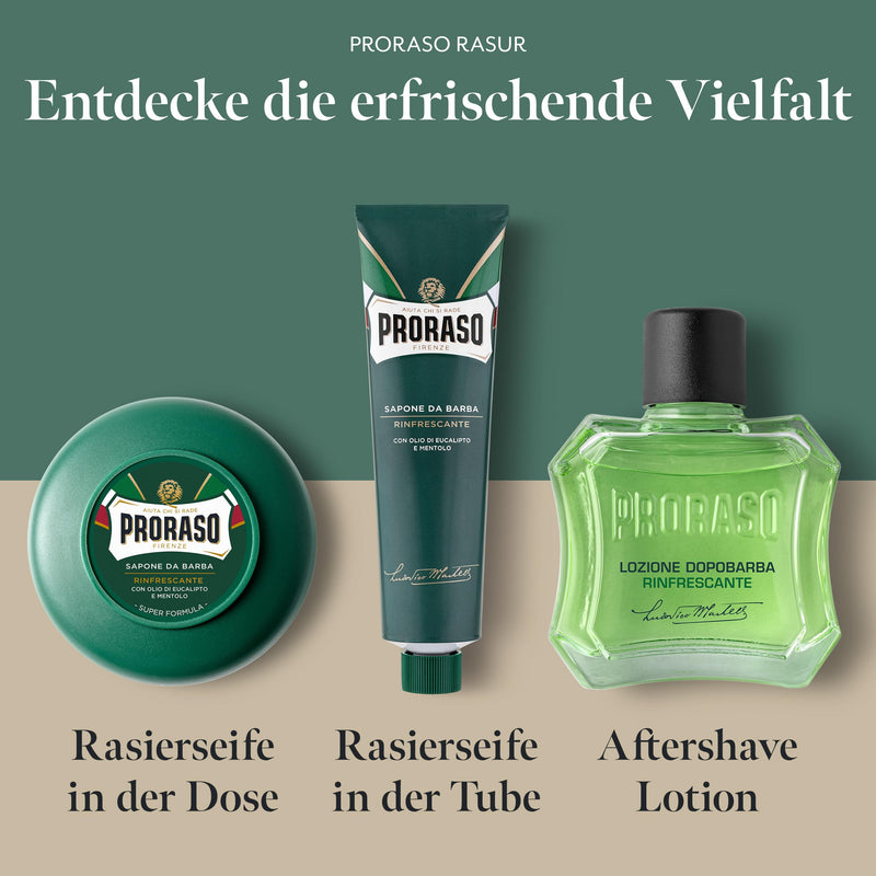 Proraso Shaving Soap including soap dish, refreshing and invigorating shaving soap for men with eucalyptus oil and menthol, Made in Italy, green, 150 ml (pack of 1) - NewNest Australia