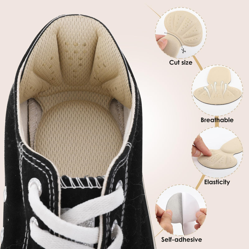 Sibba 2 pairs of premium heel pads, shoe insoles, 2-in-1 heel pads made of foam, non-slip insoles, self-adhesive heel protection, heel cushions for shoes that are too large, boots, shoe fillers, black 1 pair, beige 1 pair - NewNest Australia