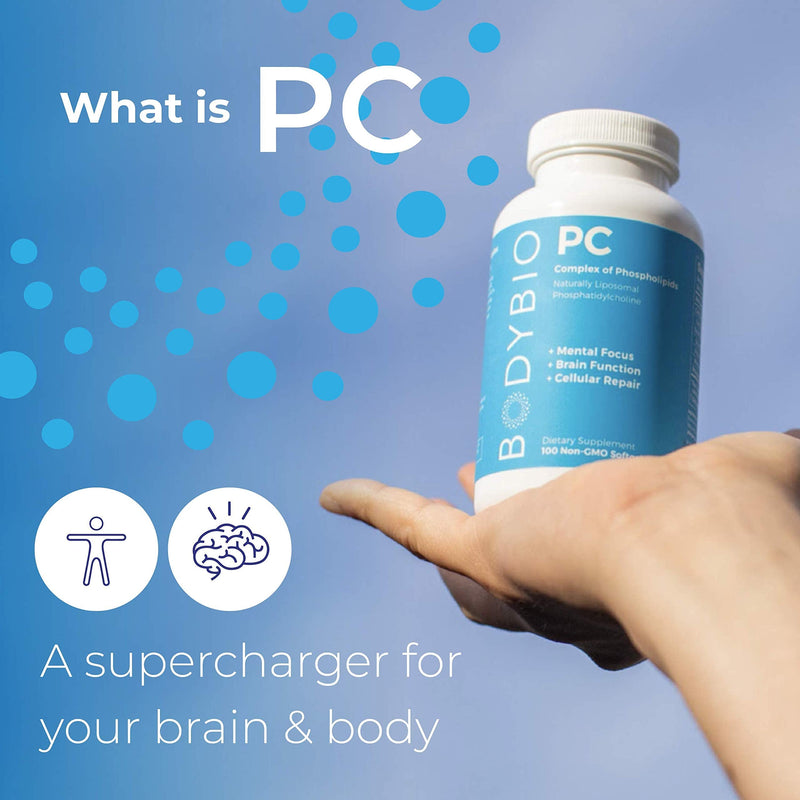 BodyBio - PC Phosphatidylcholine + Phospholipids - Liposomal for High Absorption - Optimal Brain & Cell Health - Boost Memory, Cognition, Focus & Clarity - 100% Non-GMO - 60 Softgels 60 Count (Pack of 1) - NewNest Australia