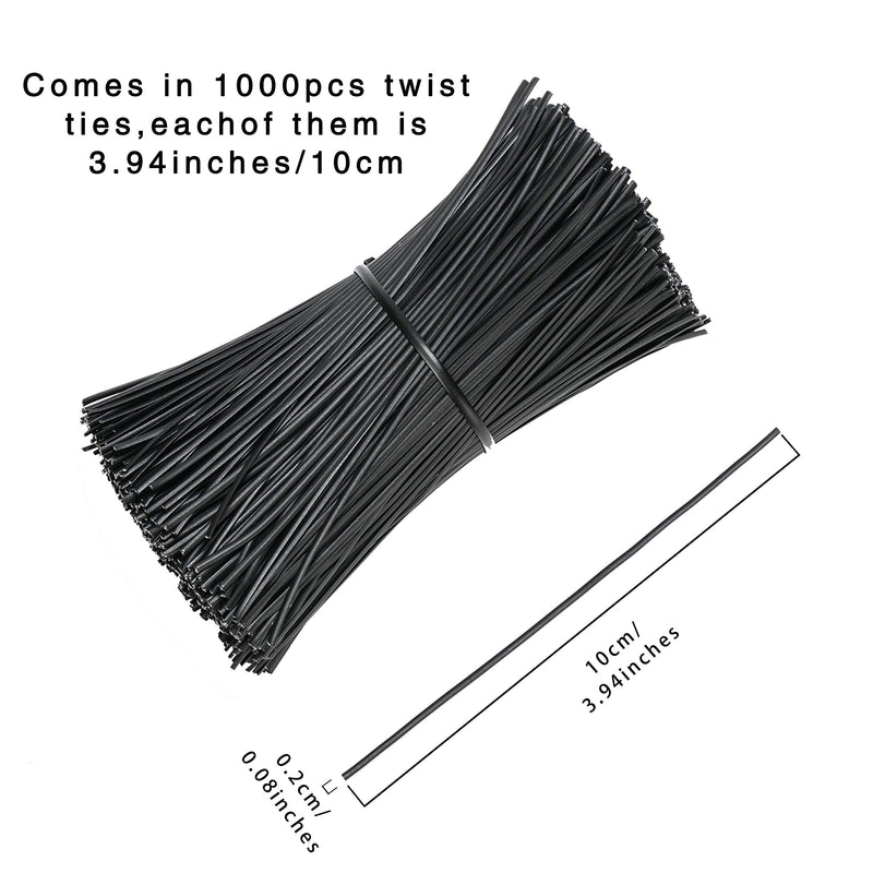 SumDirect 1000Pcs 4 Inch Plastic Twist Ties Strips for Making Facial Face Mask Party Cello Candy Bags Cake Pops (Black) Black - NewNest Australia