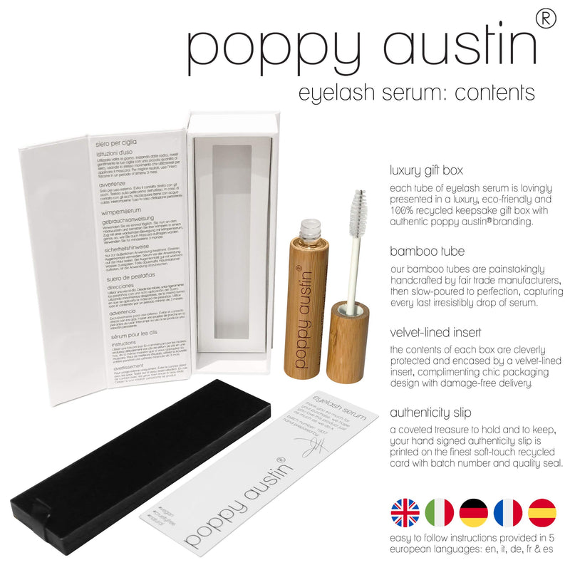 Poppy Austin 9g Eye Lash Serum - Premium Eyelash Growth Serum with Argan Oil, Castor Oil, Caffeine, Vitamin E, Aloe Vera - Vegan, Cruelty-Free Eyelash Serum, Growth Enhancer for Lashes, Brows - NewNest Australia
