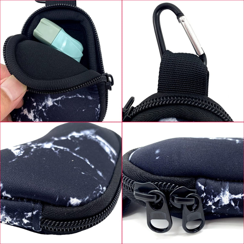 Spacmirrors Asthma Inhaler Holder Neoprene Protective Portable Carrying Bag Travel Inhaler Mini Case Sleeve for L-Shaped Inhaler, Inhaler Not Included (Marble Black) Marble Black - NewNest Australia