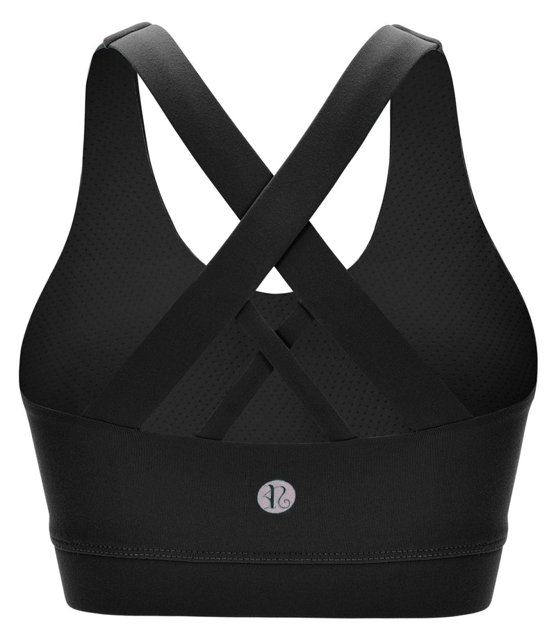 RUNNING GIRL Sports Bra for Women, Criss-Cross Back Padded Strappy Sports Bras Medium Support Yoga Bra with Removable Cups A-black Large - NewNest Australia