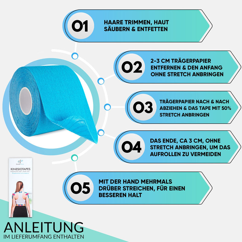 Kinesiology Tapes - 4 Rolls Of Kinesiology Tape 2 X Blue + 2 X Pink (5 Cm X 5 M) - Original Health Press Kinesiology Tape - Professional Physio Tape And Sports Tape - Skin-Friendly Tapes Dermatest: Very Good - NewNest Australia