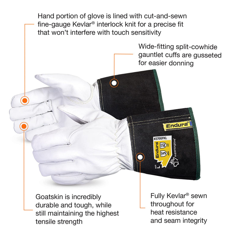 Superior 370GFKLM Precision Arc Goatskin Leather TIG Welding Glove with Kevlar Lining, Work, Medium (Pack of 1 Pair) - NewNest Australia