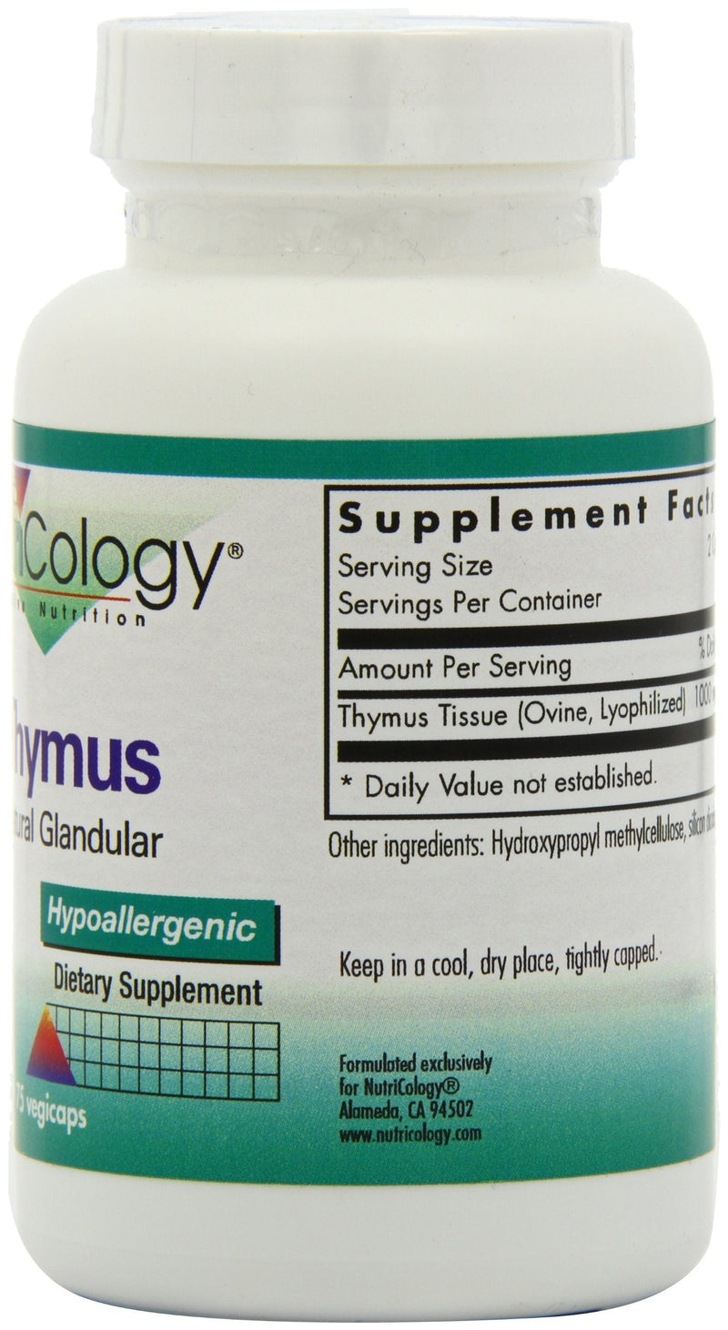 NutriCology Thymus - Natural Glandular, Immune Support - 75 Vegicaps - NewNest Australia