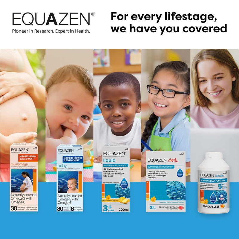 EQUAZEN Baby Capsules | Omega 3 & 6 Supplement | Supports Brain Function* | Formulated with baby in mind | Add to food/drink | Blend of DHA, EPA & GLA | Suitable from 6 months to 3 years | 30 capsules - NewNest Australia