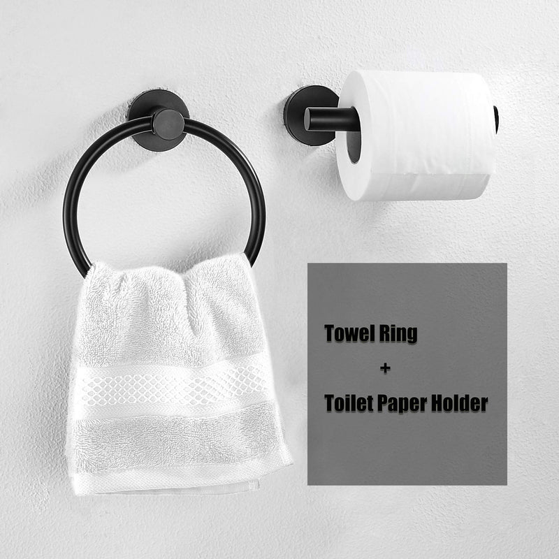 Marmolux Acc Black Toilet Paper Holder and Towel Ring Hand Towel Holder Bathroom Hardware Set 2 Pieces Toilet Paper Roll Holder Hand Towel Ring Sturdy Wall Mount Stainless Steel Matte Black - NewNest Australia