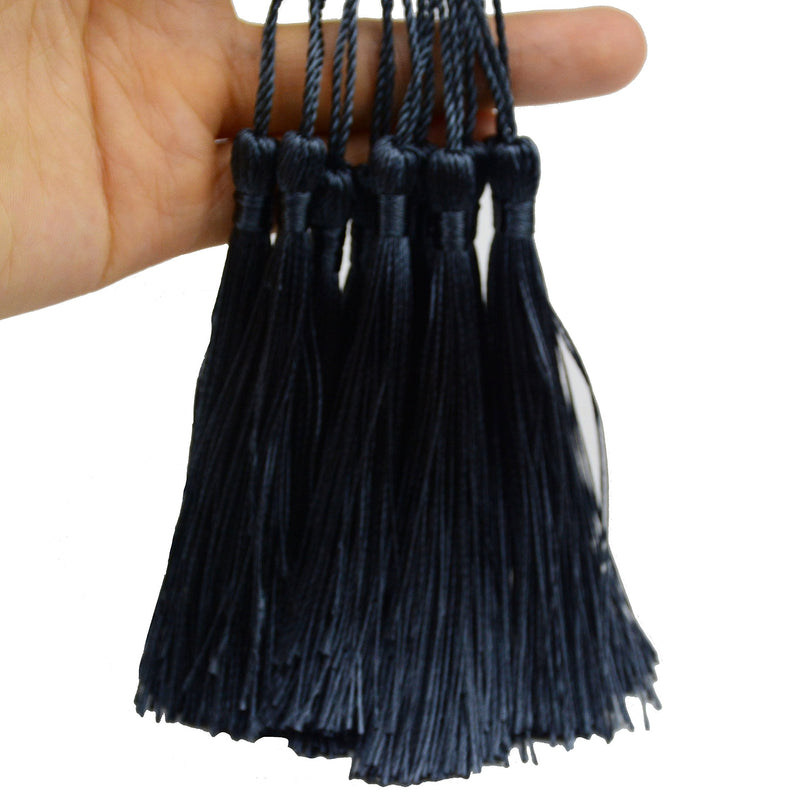 Makhry 100pcs 13cm/5 Inch Silky Floss Bookmark Tassels with 2-Inch Cord Loop and Small Chinese Knot for Jewelry Making, Souvenir, Bookmarks, DIY Craft Accessory (Dark Grey) #26 Dark Grey - NewNest Australia