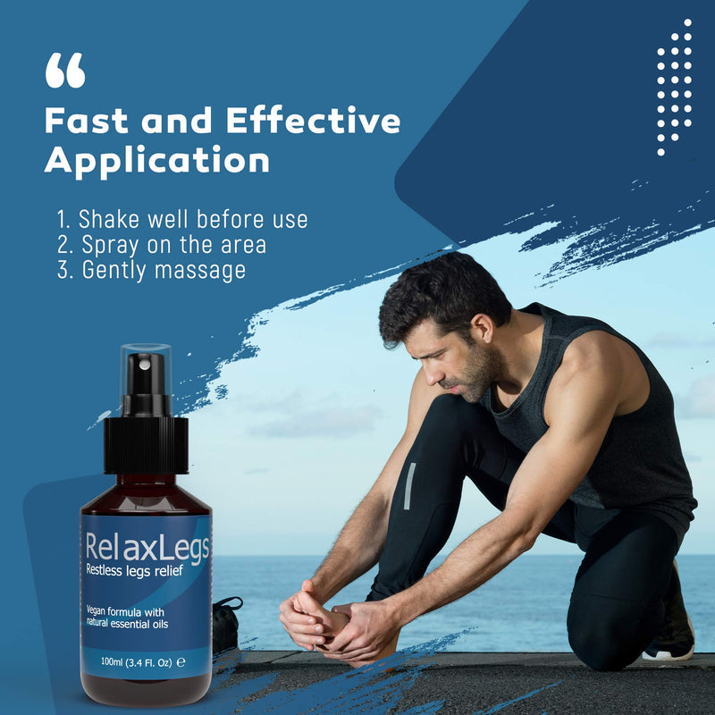 RelaxLegs Restless Legs Relief - Ideal Magnesium Spray for Restless Legs & Cramp Relief for Legs, Effective Muscle Relaxant For Leg Ache Relief, Swollen Legs Relief & Foot Spray for Tired Feet, 100ml - NewNest Australia