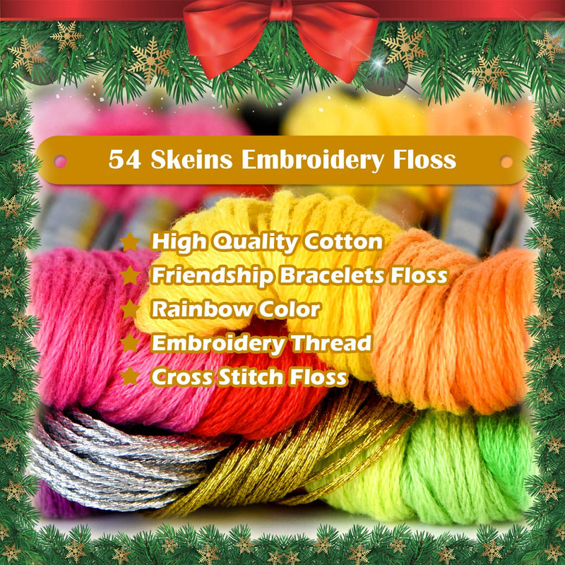 Embroidery Floss 54 skeins Crossstitch Thread - Bracelets String - 50Pcs Embroidery Thread and Free Set of 4pcs Metallic Thread - NewNest Australia