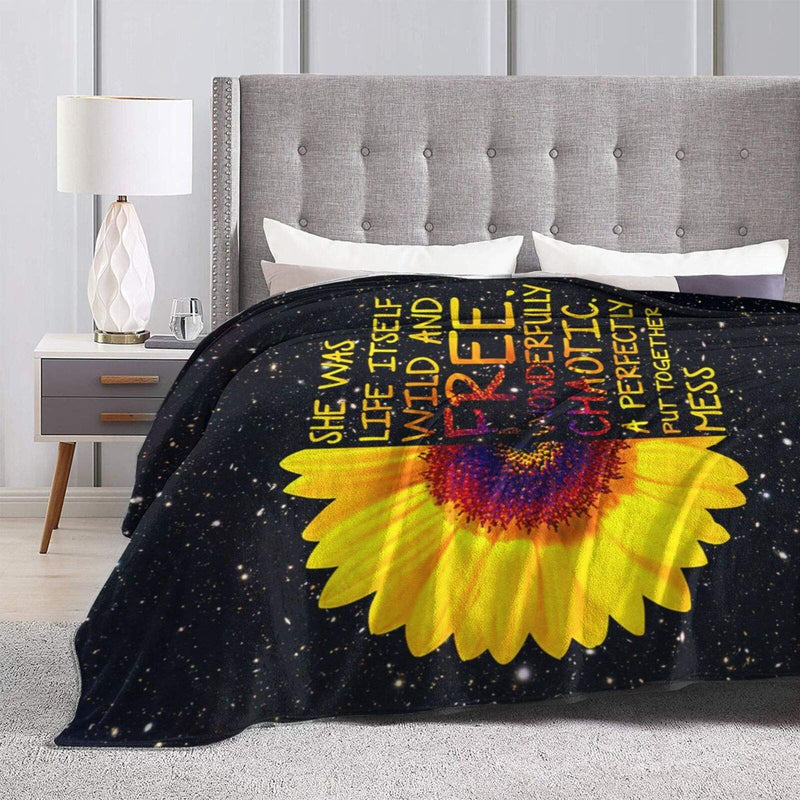 NewNest Australia - Sunflower Quotes Flannel Blanket,Super Soft Throw Blankets Warm Fuzzy Plush Blanket for Women,Reversible Bed Blanket for Crib Couch Chair Living Room Travel,Sunflower Gifts for Kids Adults 50"X40" 50"x40" Black and Yellow Sunflower Quotes 