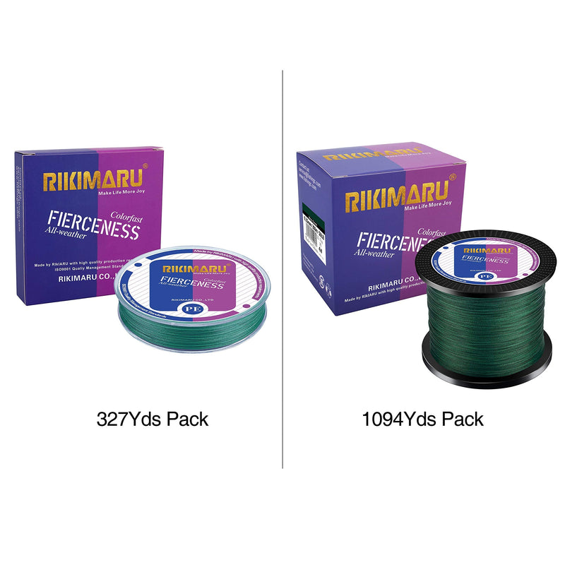 RIKIMARU Braided Fishing Line Abrasion Resistant Superline Zero Stretch&Low Memory Extra Thin Diameter 327-1094 Yds, 4-180LB Moss Green 1094 Yds/0.12mm/15LB - NewNest Australia