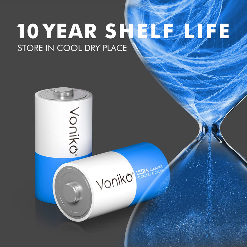 VONIKO Ultra Alkaline C Batteries,C Size LR14 Batteries 8 Pack –10-Year Shelf Life and 6-9 Times The Power as Carbon Batteries, C Cell 1.5 Volt Battery 8 Count (Pack of 1) - NewNest Australia