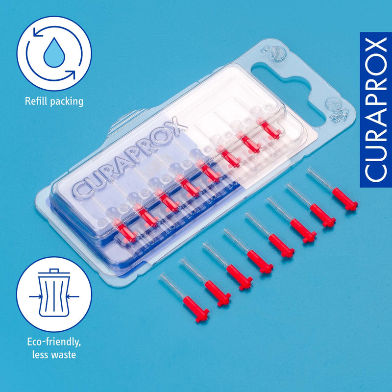 Curaprox interdental brushes CPS 07 prime, refill, 8 pieces, 0.7 mm diameter, 2.5 mm effectiveness, red, refill pack, without holder 8 pieces (pack of 1) - NewNest Australia