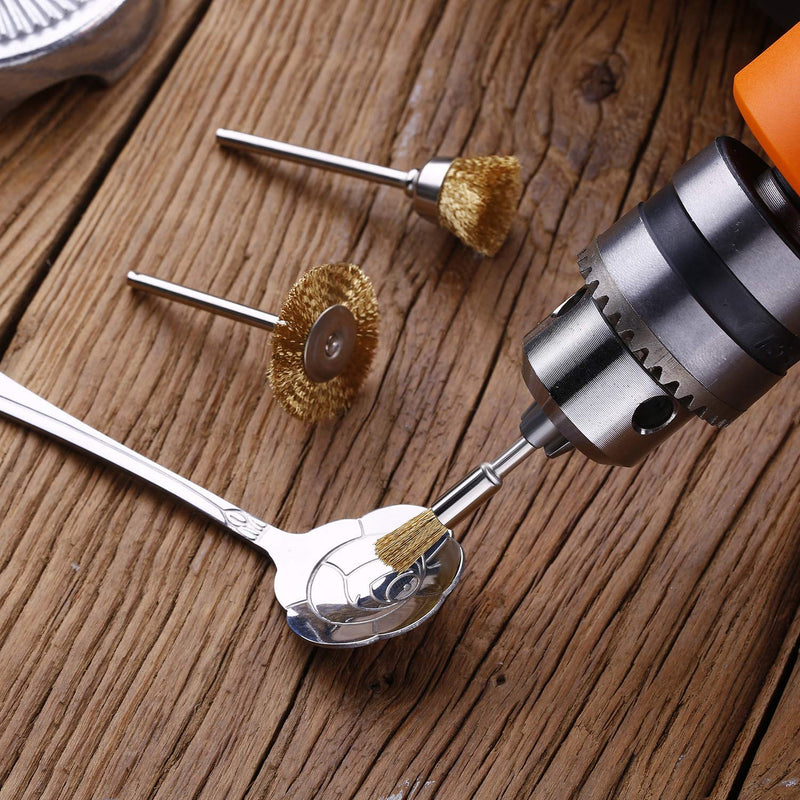 45 Pieces Brass Wire Brushes Wheel Cup Pen Brush Set Polishing Attachment Kit for Dremel Grinder Rotary Tools (Gold) 45Pcs Gold - NewNest Australia