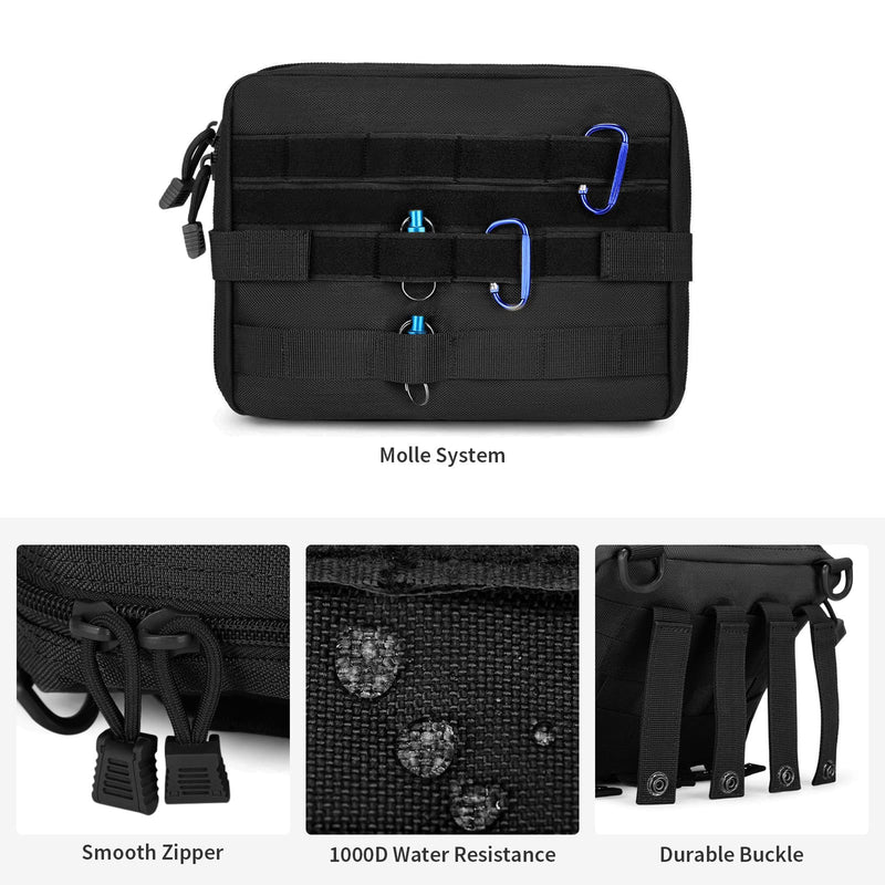 Huntvp Tactical First Aid Kit 1000D Molle Pouch Emergency Survival Gear Bag Backpack Attachment Medical Pocket Tool for Military Camping Outdoor Travel Hiking Camping (Black-L) Black-l - NewNest Australia