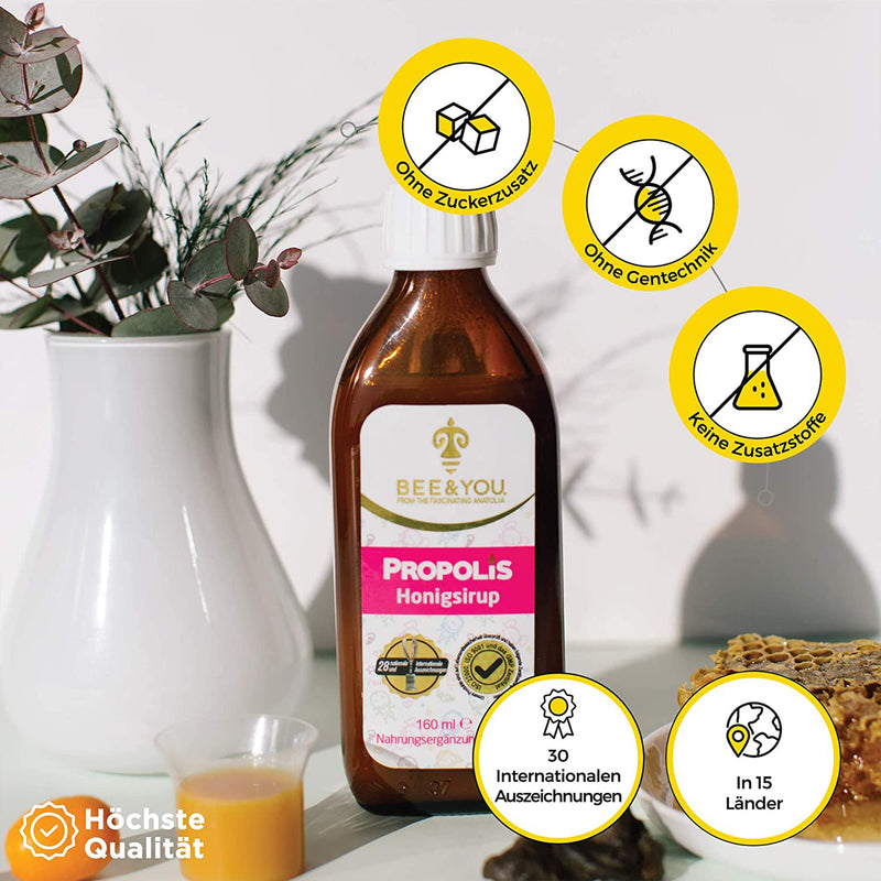 BEE&YOU propolis honey syrup, for children with vitamin C, dietary supplement for children, 100% natural and without additives, 33 international awards, 12 certificates, gluten-free, no sugar - NewNest Australia