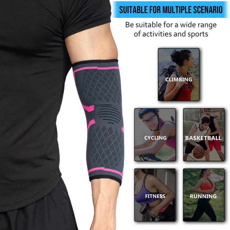 360 RELIEF - Compression Elbow Brace Sleeve for Men and Women Support | Splint, Joint Pain Relief, Tendonitis, Tennis, Golf, Workout, Weightlifting | Small, Pink with Mesh Laundry Bag | S - NewNest Australia