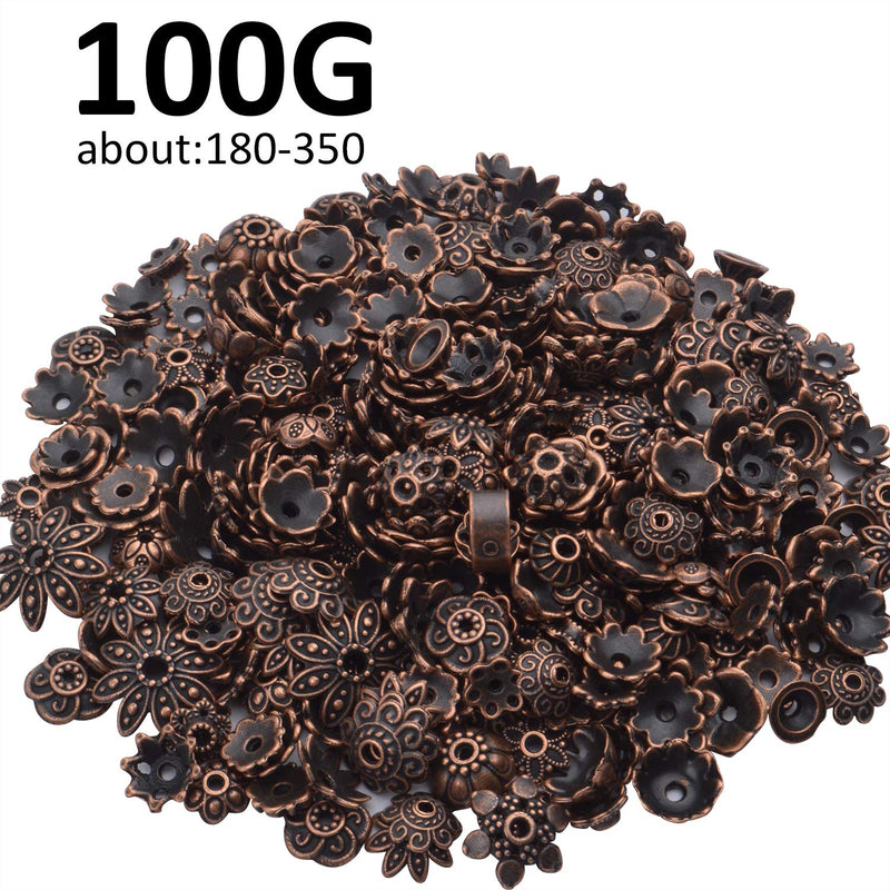 BronaGrand 100 Gram(About 180-350pcs) Bead Caps Metal Spacers Jewelry Findings Accessories for Bracelet Necklace Jewelry Making,Antique Copper Antique Copper - NewNest Australia