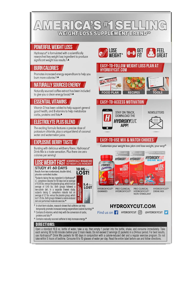 Weight Loss Drink Mix | Hydroxycut Lose Weight Drink Mix | Weight Loss for Women & Men | Weight Loss Supplement | Energy Drink Powder | Metabolism Booster for Weight Loss | Wildberry Blast, 28 Packets 28 Count (Pack of 1) - NewNest Australia