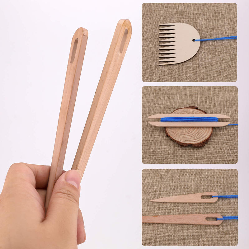 LUTER 7Pcs Wood Hand Loom Stick Set DIY Handcrafts Tools Include 5Pcs Wood Weaving Crochet Needle, 1Pc Wooden Shuttle, 1Pc Wood Weaving Comb for Knitting Crafts - NewNest Australia