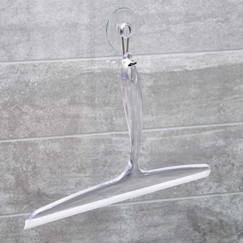 iDesign 59150 Plastic Bathroom Squeegee with Suction Hook Holder, Clear, 12-Inch (Pack of 1) - NewNest Australia