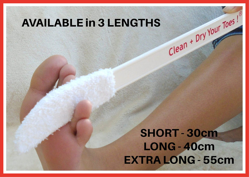 Long handle foot brush - toe towel - foot care aid - CLEAN + DRY between ALL YOUR TOES . Removes GERMS which cause itchy, sore toes, discoloured toenails - Very Useful ! - NewNest Australia
