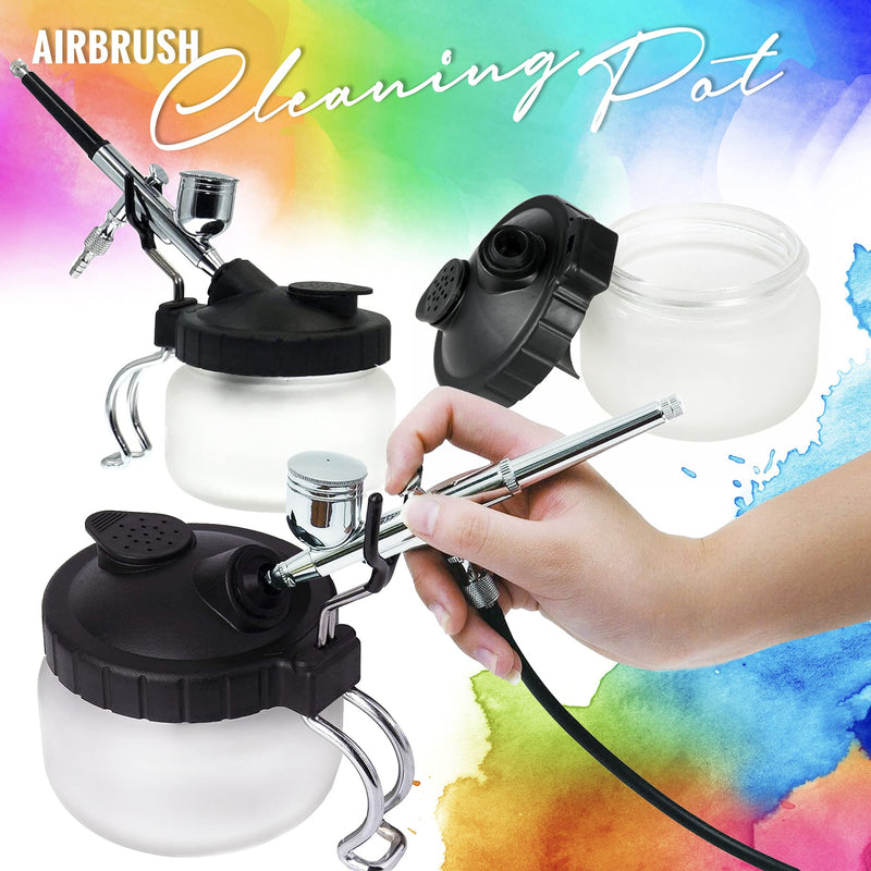 Airbrush Cleaning Kit - Airbrush Clean Pot Glass Cleaning Jar with Holder, 5pc Cleaning Needles, 5pc Cleaning Brushes, 1 Wash Needle, 2 Extra Filters Airbrush Cleaning Kit - NewNest Australia