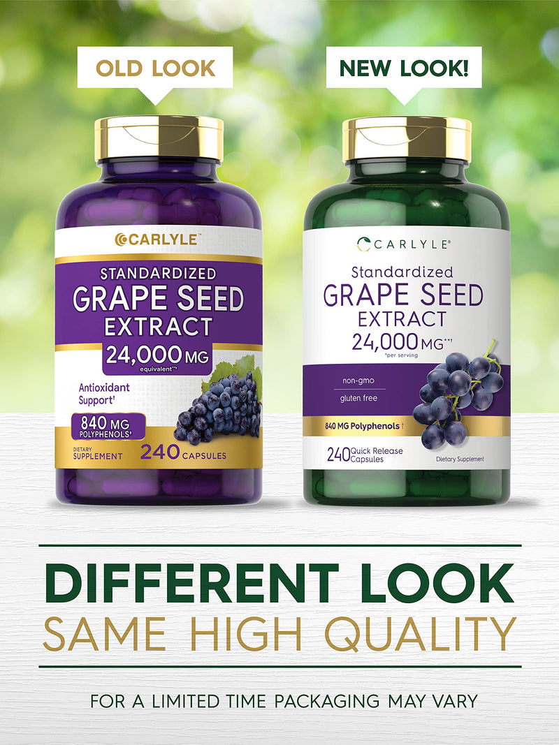 Carlyle Grape Seed Extract 24,000 mg Equivalent 240 Capsules – Maximum Strength Standardized Extract | Non-GMO, Gluten Free - NewNest Australia