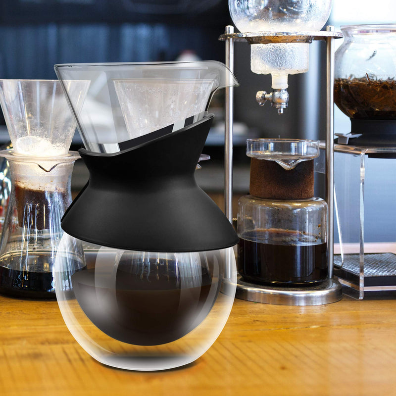 Pour Over Coffee Maker - 2020 Edition - Elegant Coffee Dripper Brewer Pot w/Glass Carafe & Permanent Stainless Steel Filter (27 oz) by Apace Living (Double Wall Glass, 800 ml / 27 oz) Double Wall Glass - NewNest Australia