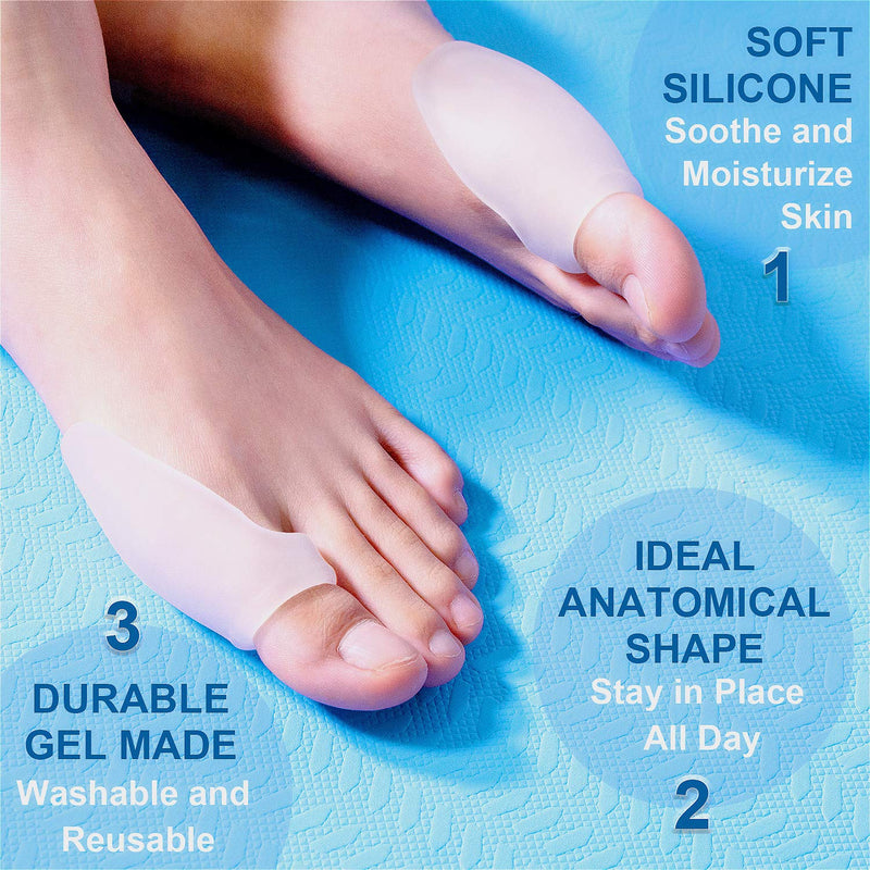 Bukihome Gel Bunion Shield, Bunion Protectors to Cushion Foot, Advanced Bunion Pads to Relieve Bunion Pain and Absorb Pressure - 6 Pack white2 - NewNest Australia