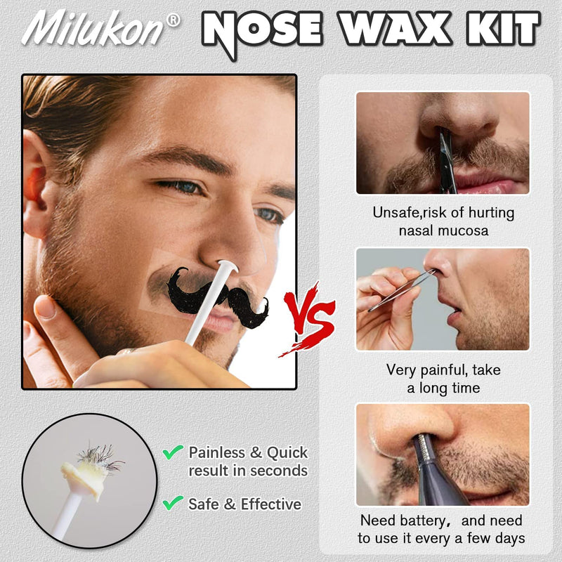 Nose Hair Wax Nose Wax Kit Hair Removal Set For Men And Women 100 G Nose Hair Wax, 20 Safe Tip Applicators, 10 Containers And 10 Mustache Stencils Safe, Easy, Fast - NewNest Australia