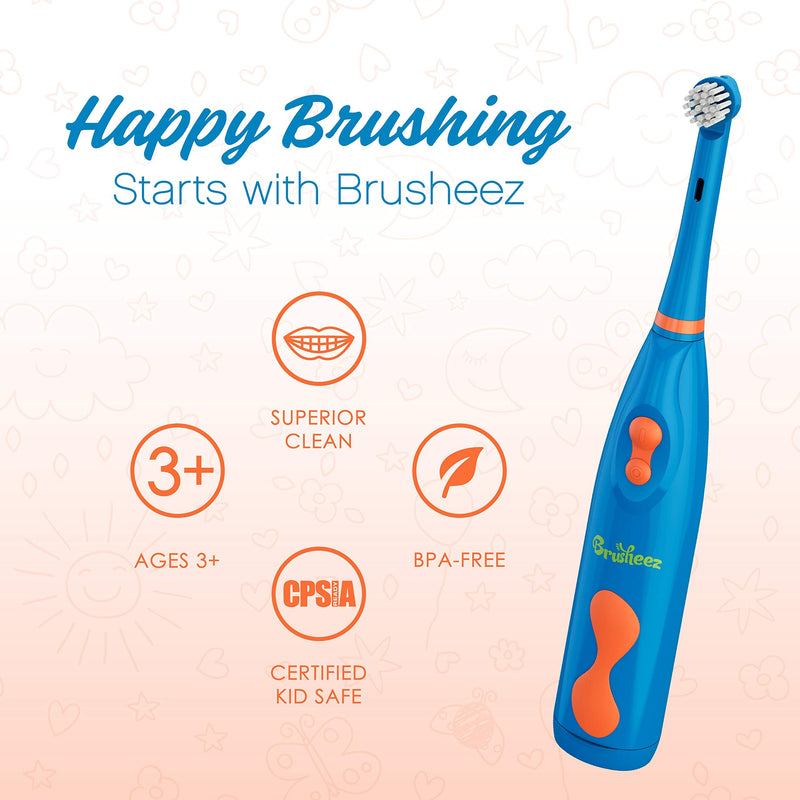Brusheez® Kids Electric Toothbrush Set (Carnivore Edition) - Battery Operated, Soft Bristles, Easy On/Off, 2 Brush Heads, Animal Cover, Sand Timer, Rinse Cup, and Base - Ages 3+ (Buddy The Bear) Buddy the Bear - NewNest Australia