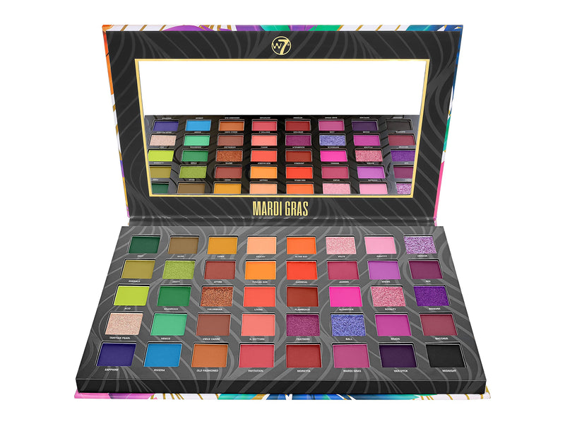 W7 | Mardi Gras Pressed Pigment Palette | 40 Colors: Pinks, Greens, Oranges, Reds, Yellows | Matte, Shimmer, Metallics | Rainbow, Pride, Festival Makeup | Vegan, Cruelty Free Makeup by W7 Cosmetics - NewNest Australia