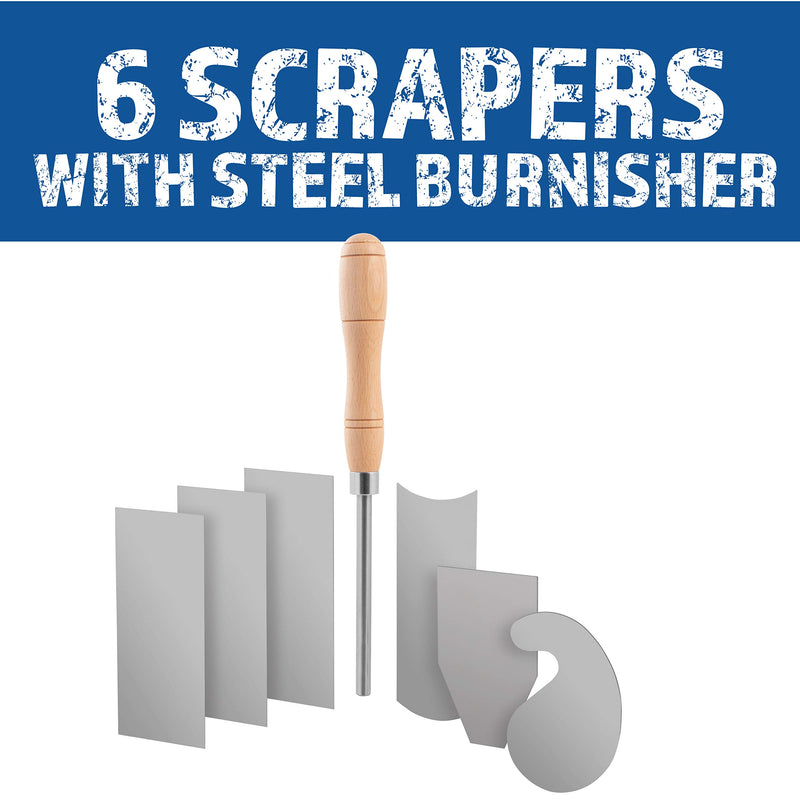 Fulton Scraper Burnisher with 6 Piece Multi-Shaped Scraper Set 3 Rectangle 1 Beveled 1 Curved (Convex and Concave) and 1 Gooseneck Scraper - NewNest Australia