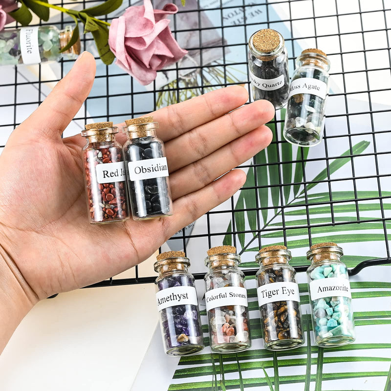 15Pcs Crystals Gemstone Bottles Set, Healing Crystal Tumbled Stones Collection Kit Natural Quartz Gravel Wishing Bottle, Reiki, Healing, Meditation, Chakra Balancing Ritual 15 Colors - NewNest Australia
