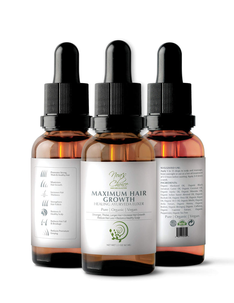 Noa's Choice ORGANIC Ayurvedic Hair Growth Formula, for FULLER, LONGER, Thicker, Healthier Hair. Restore a HEALTHIER scalp. Best Treatment for Hair Loss, Thinning Hair 2.1oz - NewNest Australia